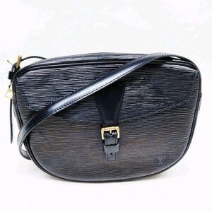 Louis Vuitton Black Textured Crossbody Bag with Gold Buckle